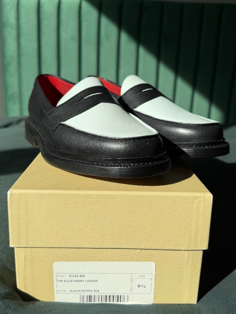Blackstock & Weber Ellis Penny Loafer Black/White NIB Size 9.5